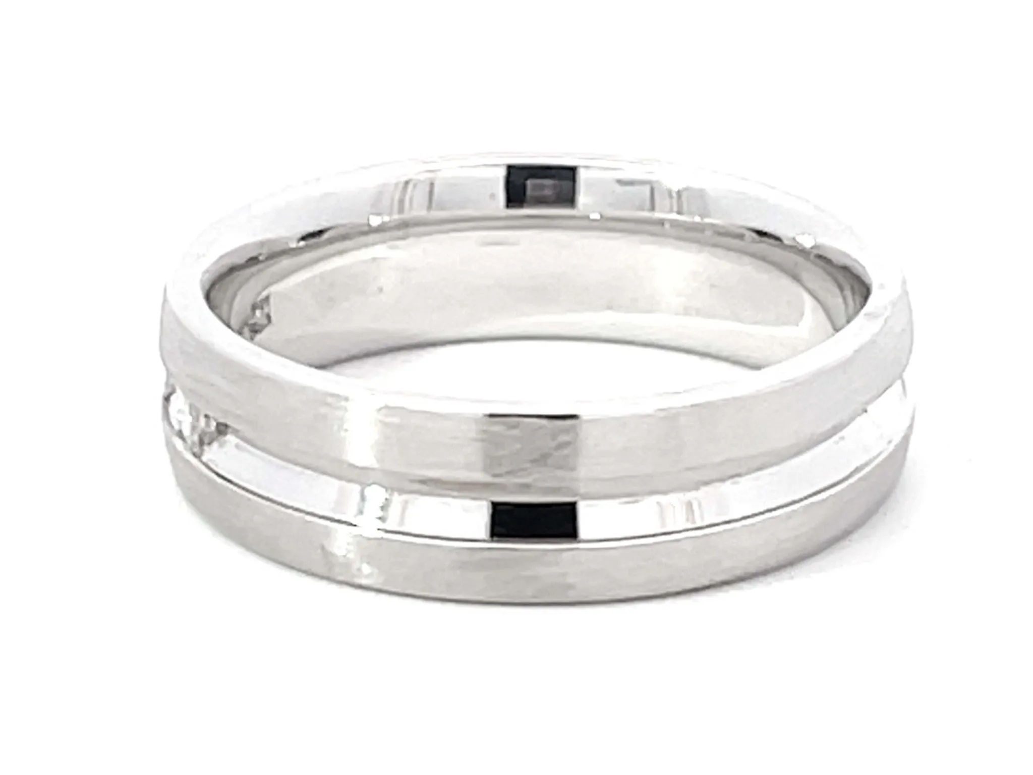 Mens Diamond Wedding Band Ring 18k White Gold