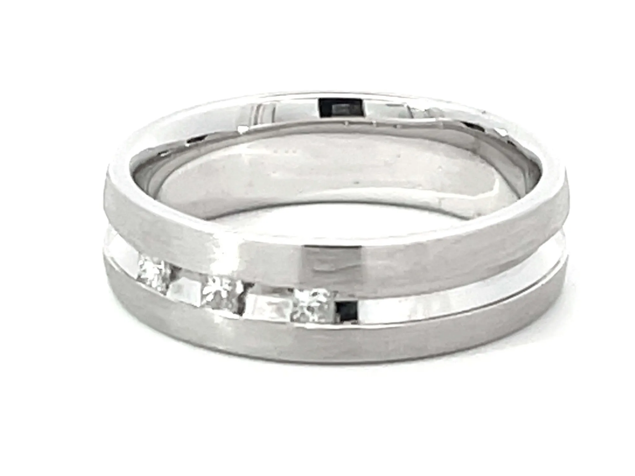Mens Diamond Wedding Band Ring 18k White Gold