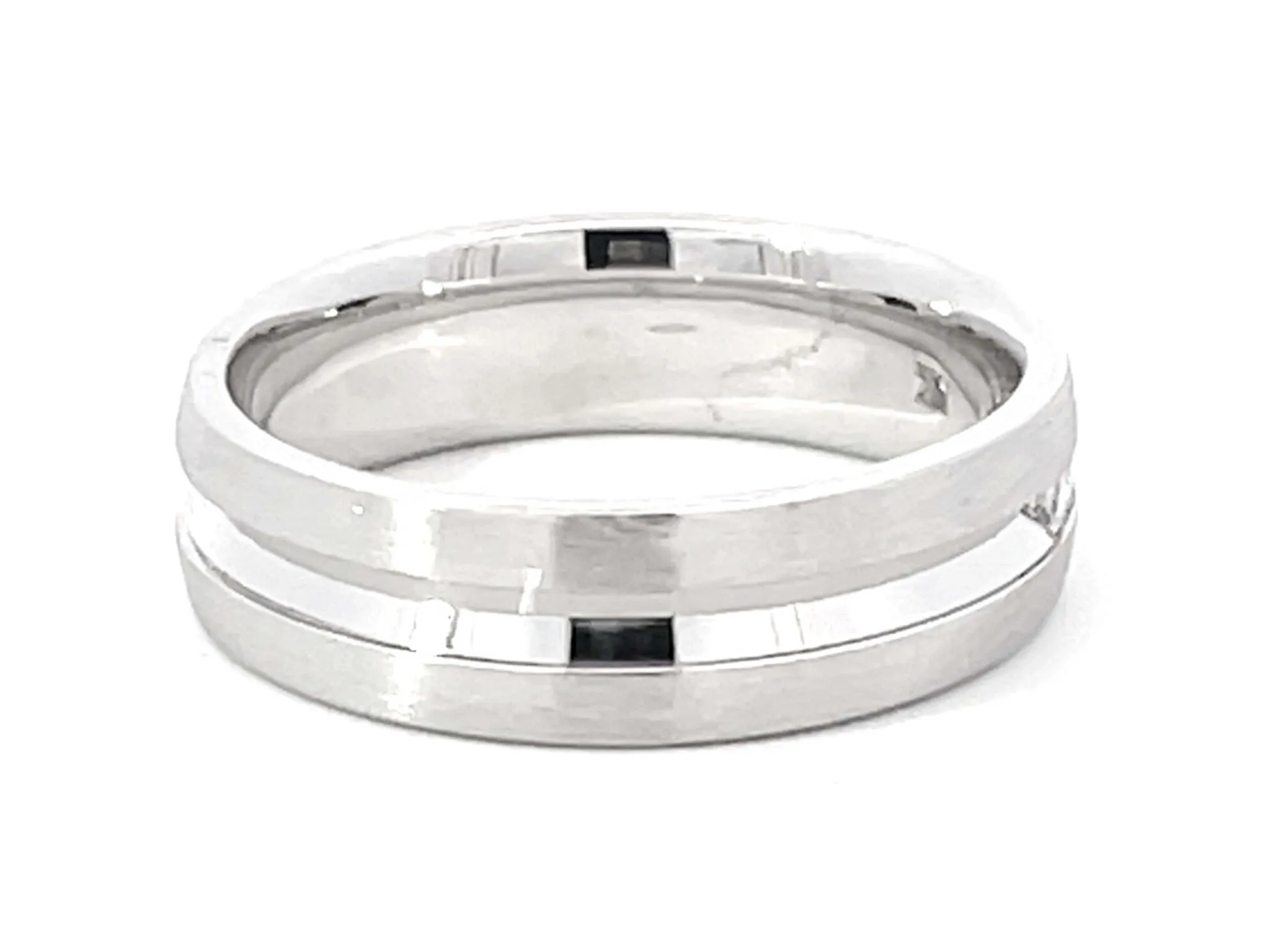 Mens Diamond Wedding Band Ring 18k White Gold