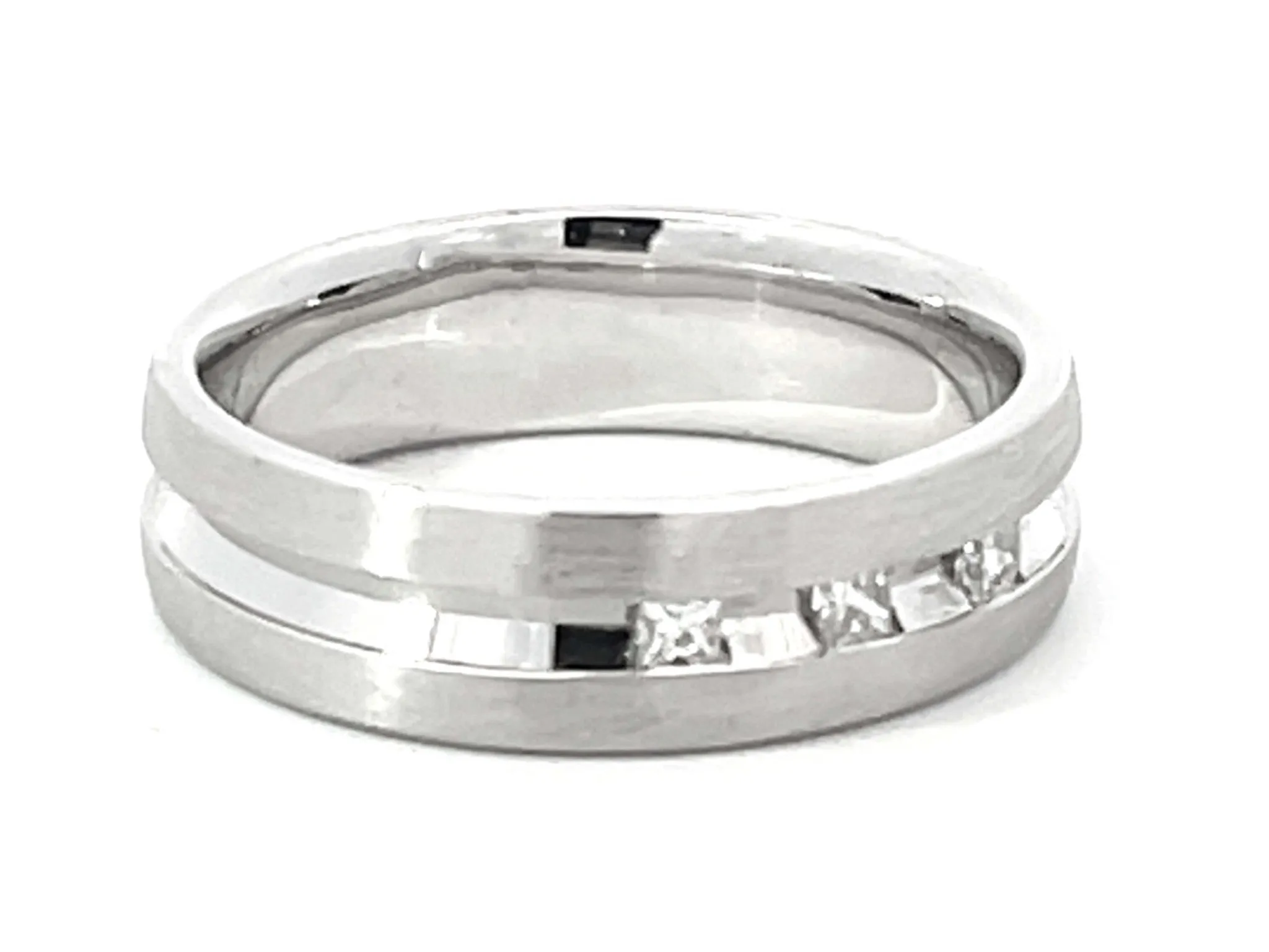 Mens Diamond Wedding Band Ring 18k White Gold