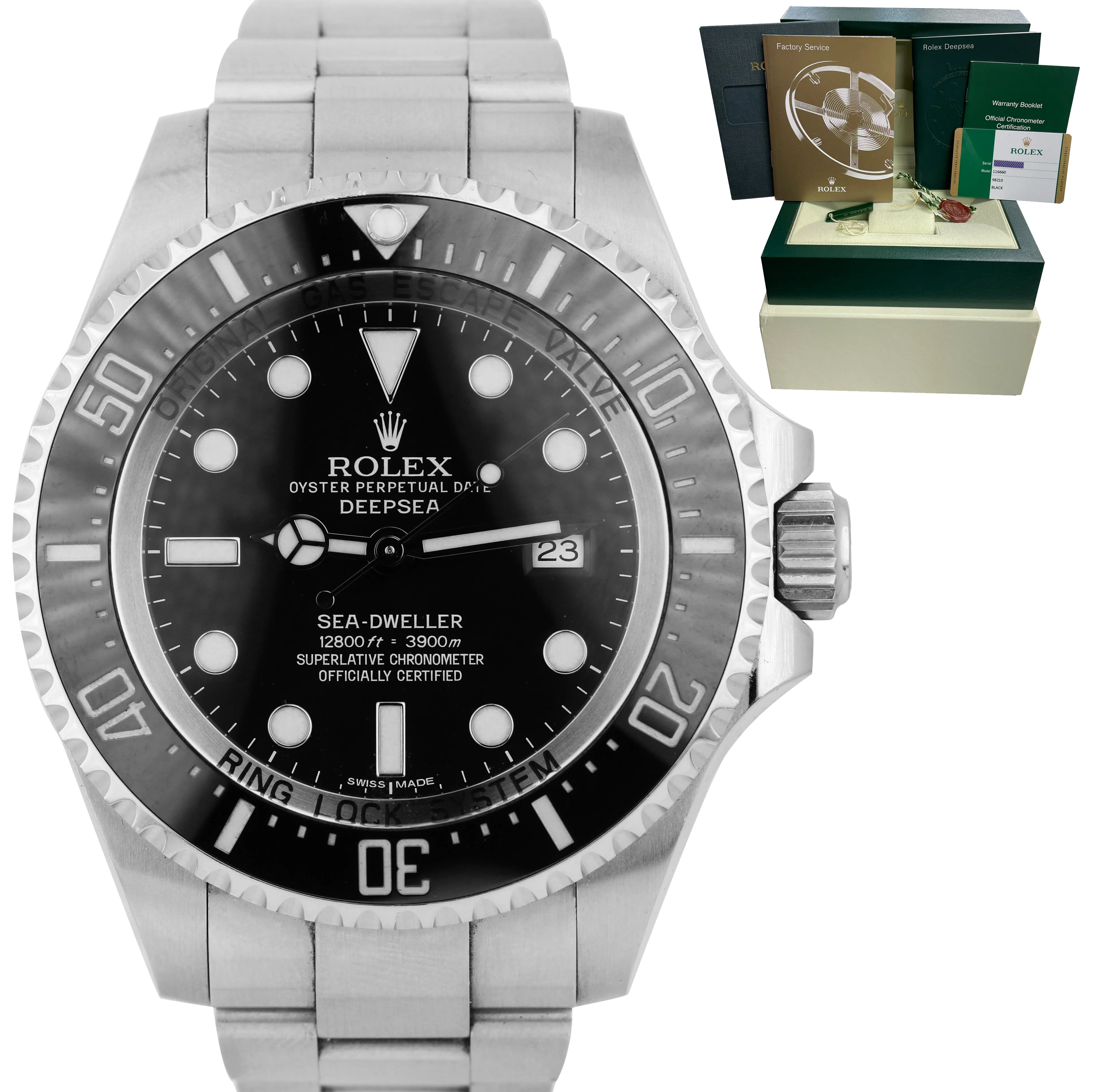 Men's Rolex Sea-Dweller Deepsea Stainless Steel 44mm Black Dive Watch 116660 B P