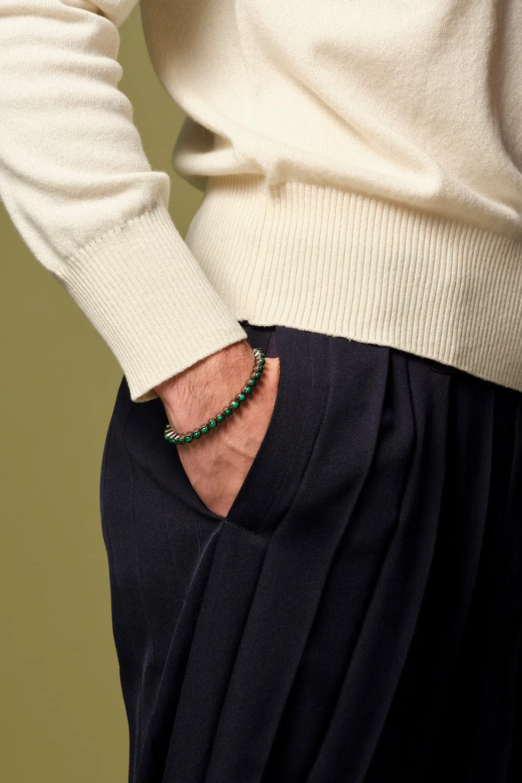 Men's Small Dot Tennis Bracelet - Malachite