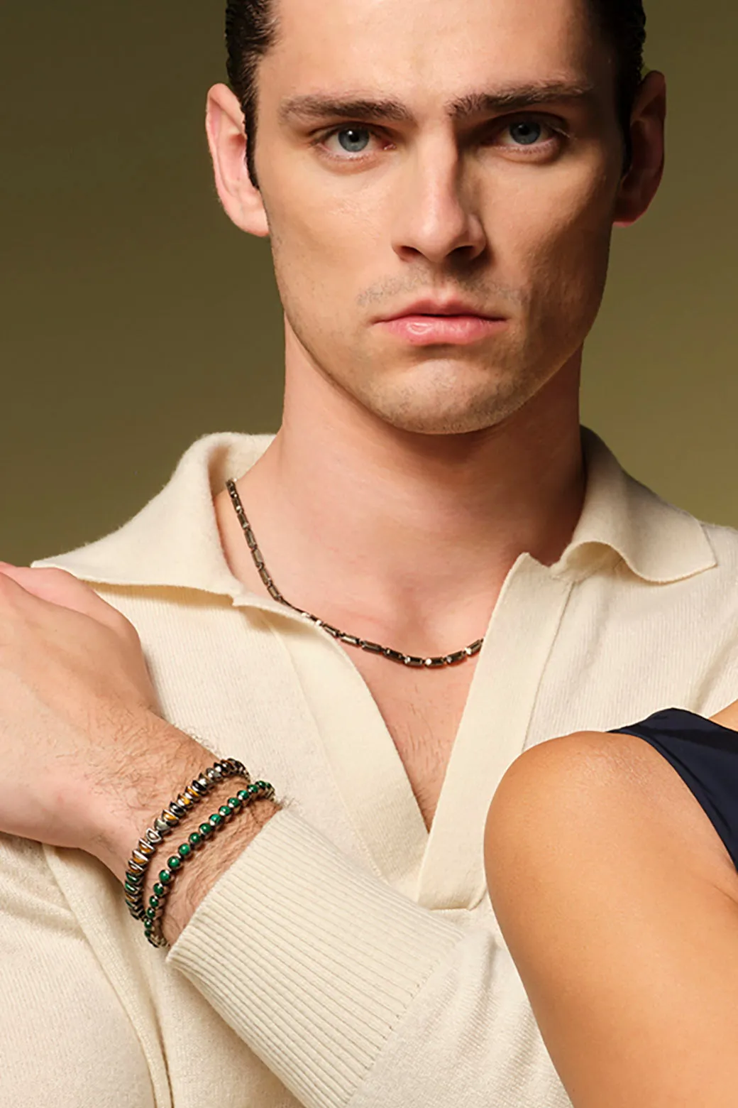 Men's Small Dot Tennis Bracelet - Malachite