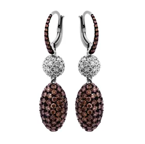 Micro Pavè Drop Earrings with White&Cognac Diamonds