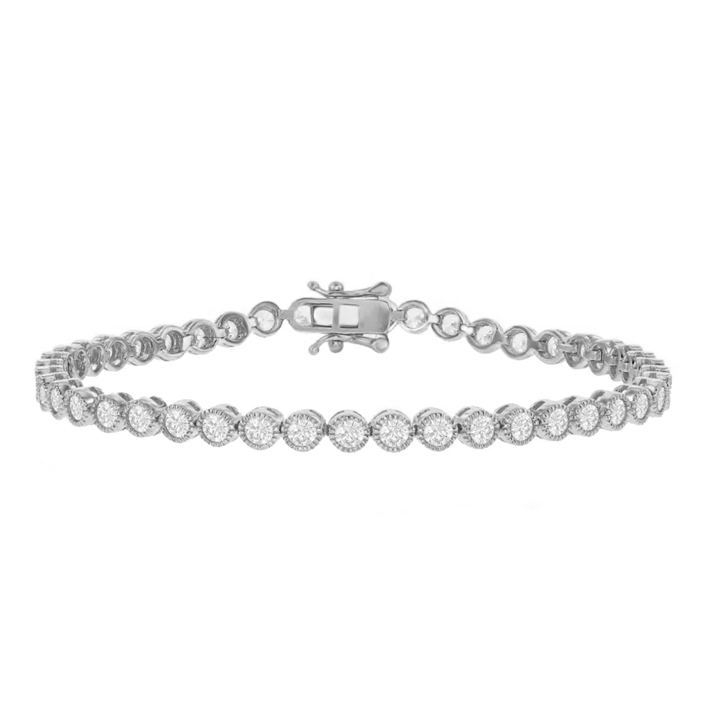 Milgrain Round Bezel Tennis Bracelet