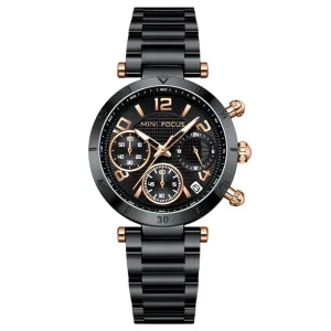Mini Focus Black Stainless Steel Black Dial Quartz Watch for Ladies - MF0489L-05