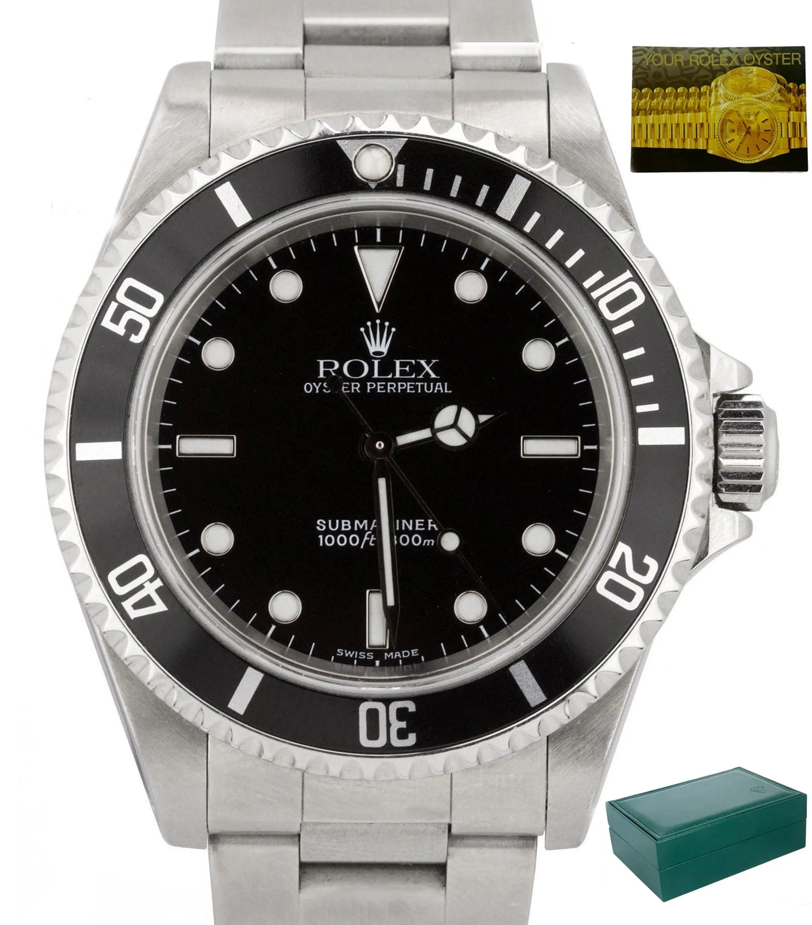 MINT 2000 Rolex Submariner No-Date 14060 Automatic Black Stainless Swiss Watch
