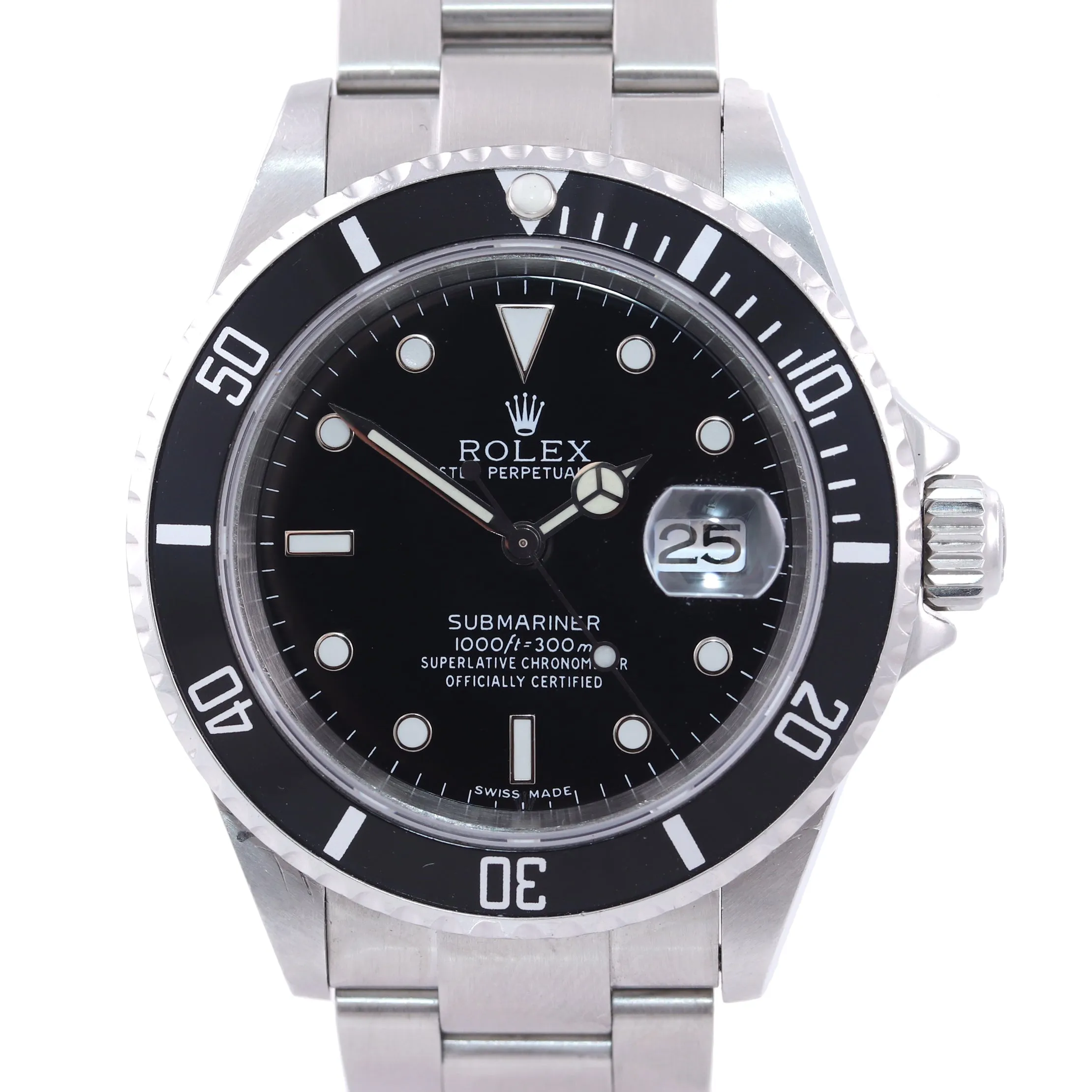 MINT 2007 Rolex Submariner Date 16610 Steel 40mm pre ceramic Watch NO HOLES