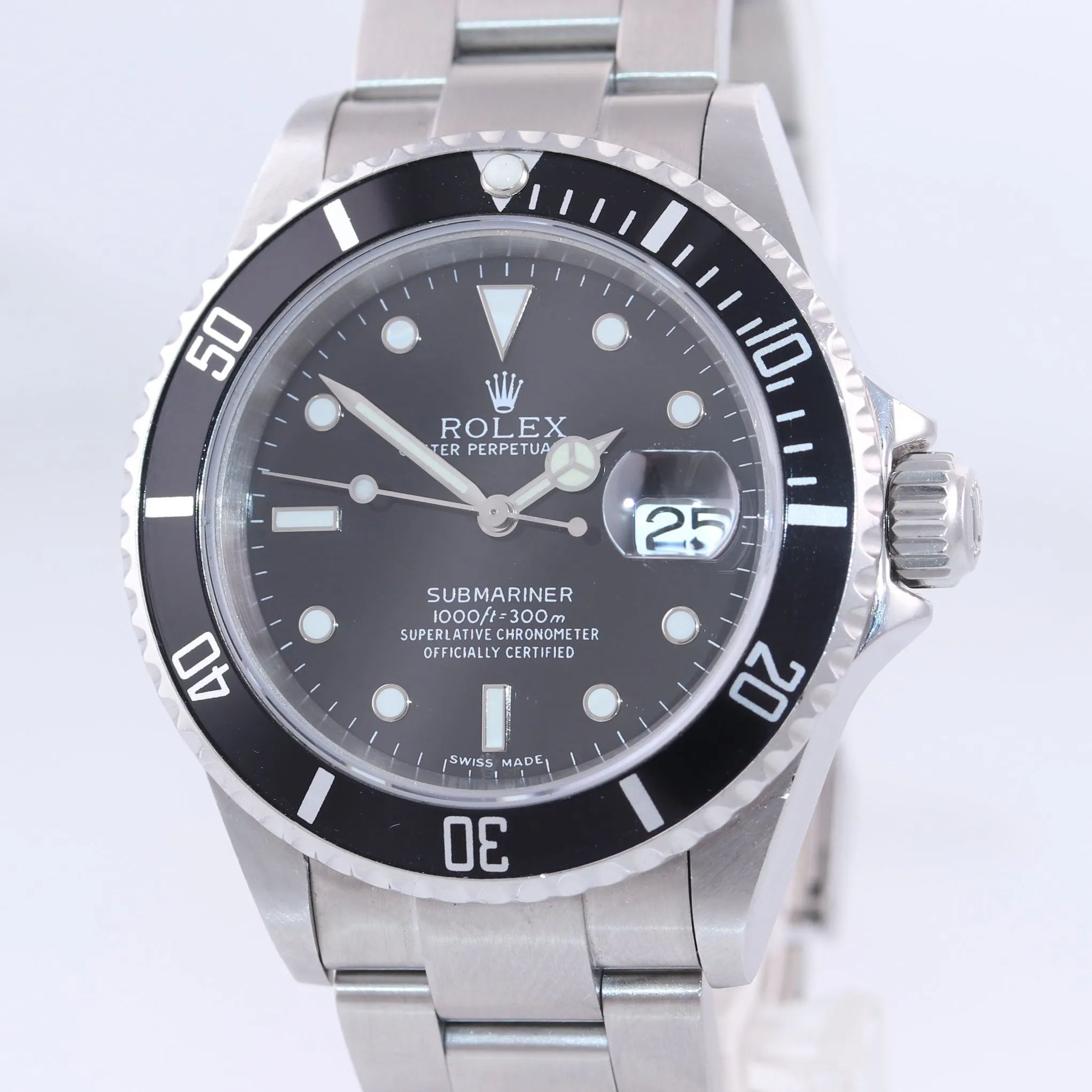 MINT 2007 Rolex Submariner Date 16610 Steel 40mm pre ceramic Watch NO HOLES