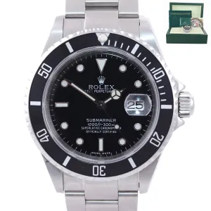 MINT 2007 Rolex Submariner Date 16610 Steel 40mm pre ceramic Watch NO HOLES