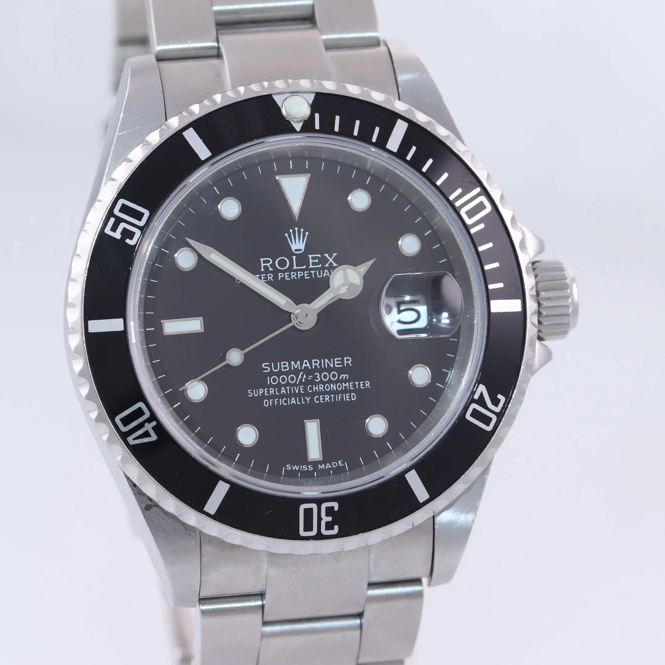 MINT 2007 Rolex Submariner Date 16610 Steel 40mm pre ceramic Watch NO HOLES