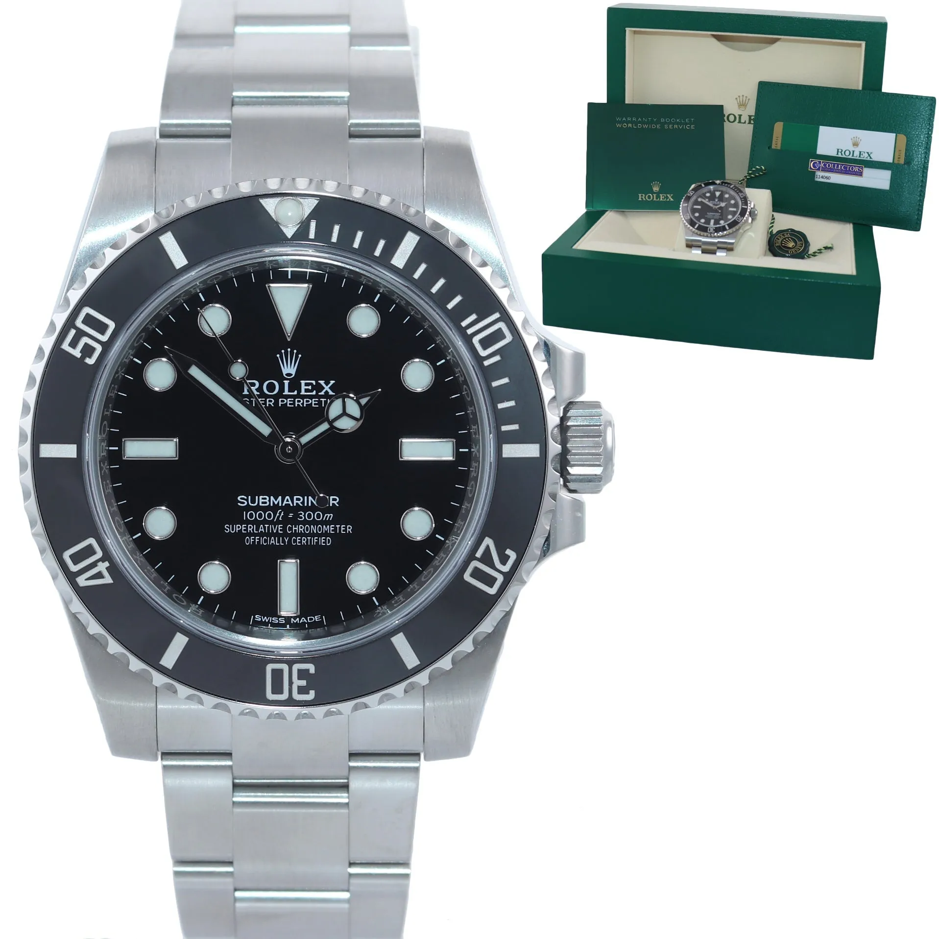 MINT 2017 PAPERS Rolex Submariner No-Date 114060 Steel Black Ceramic Watch Box