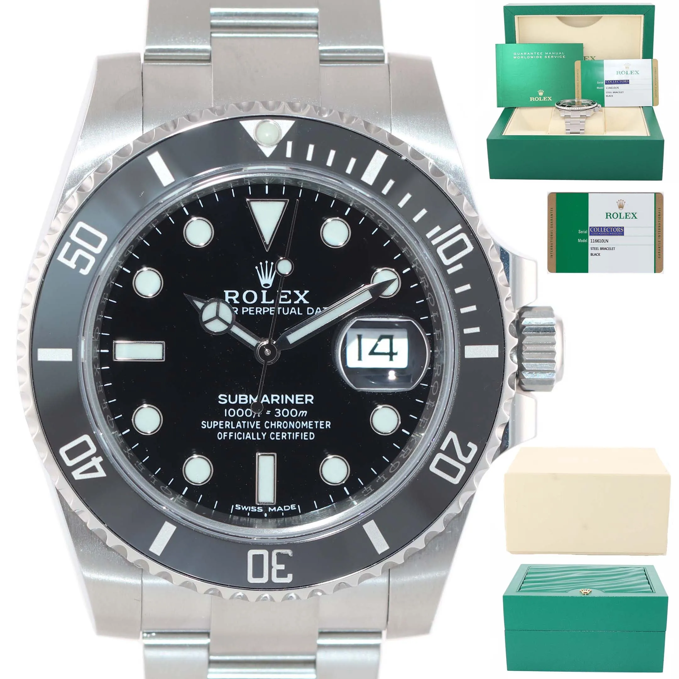 MINT 2018 PAPERS Rolex Submariner Date 116610 Steel Black Ceramic Watch Box