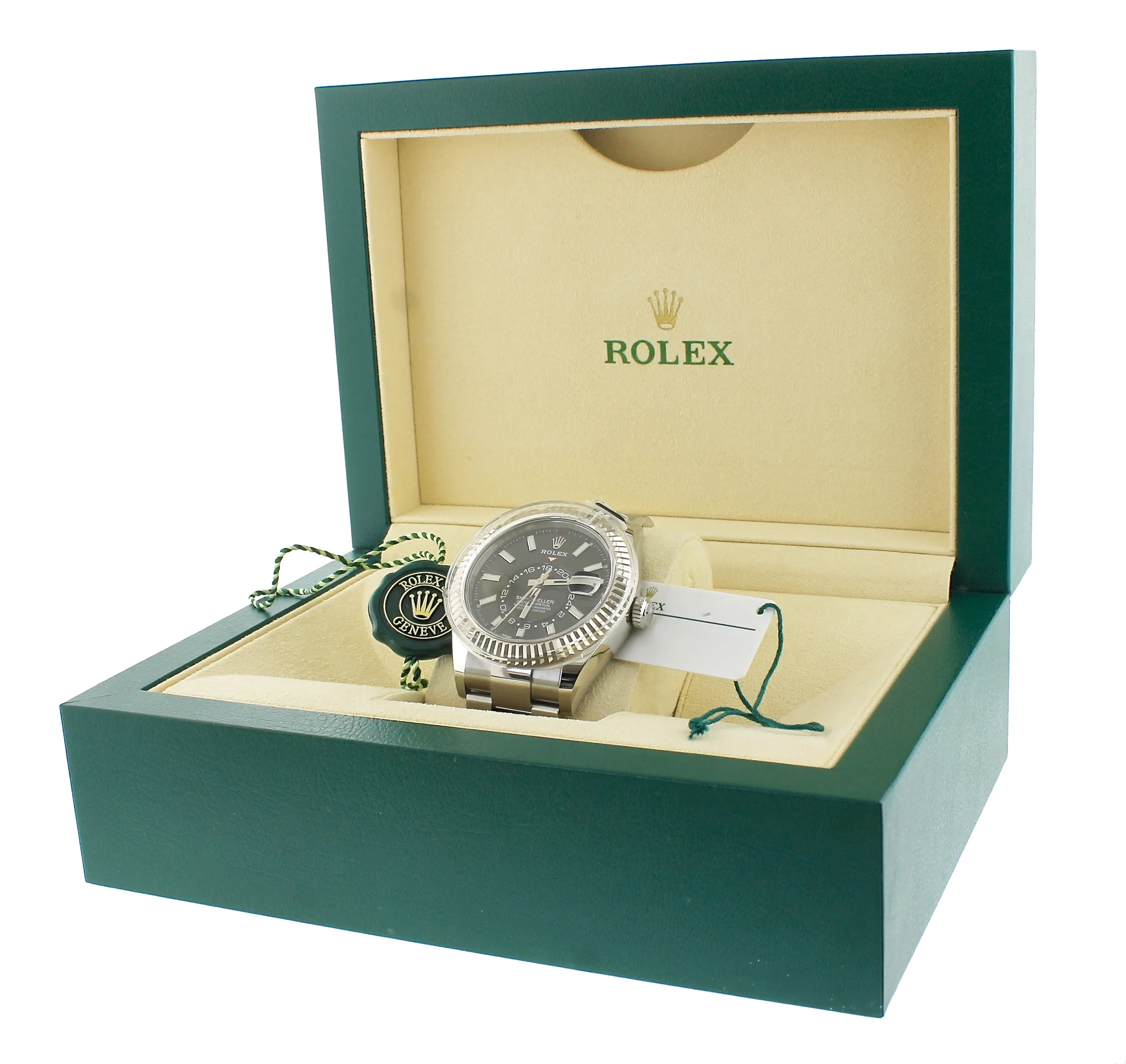 MINT 2018 Rolex Sky-Dweller Stainless White Gold Black 326934 42mm Watch