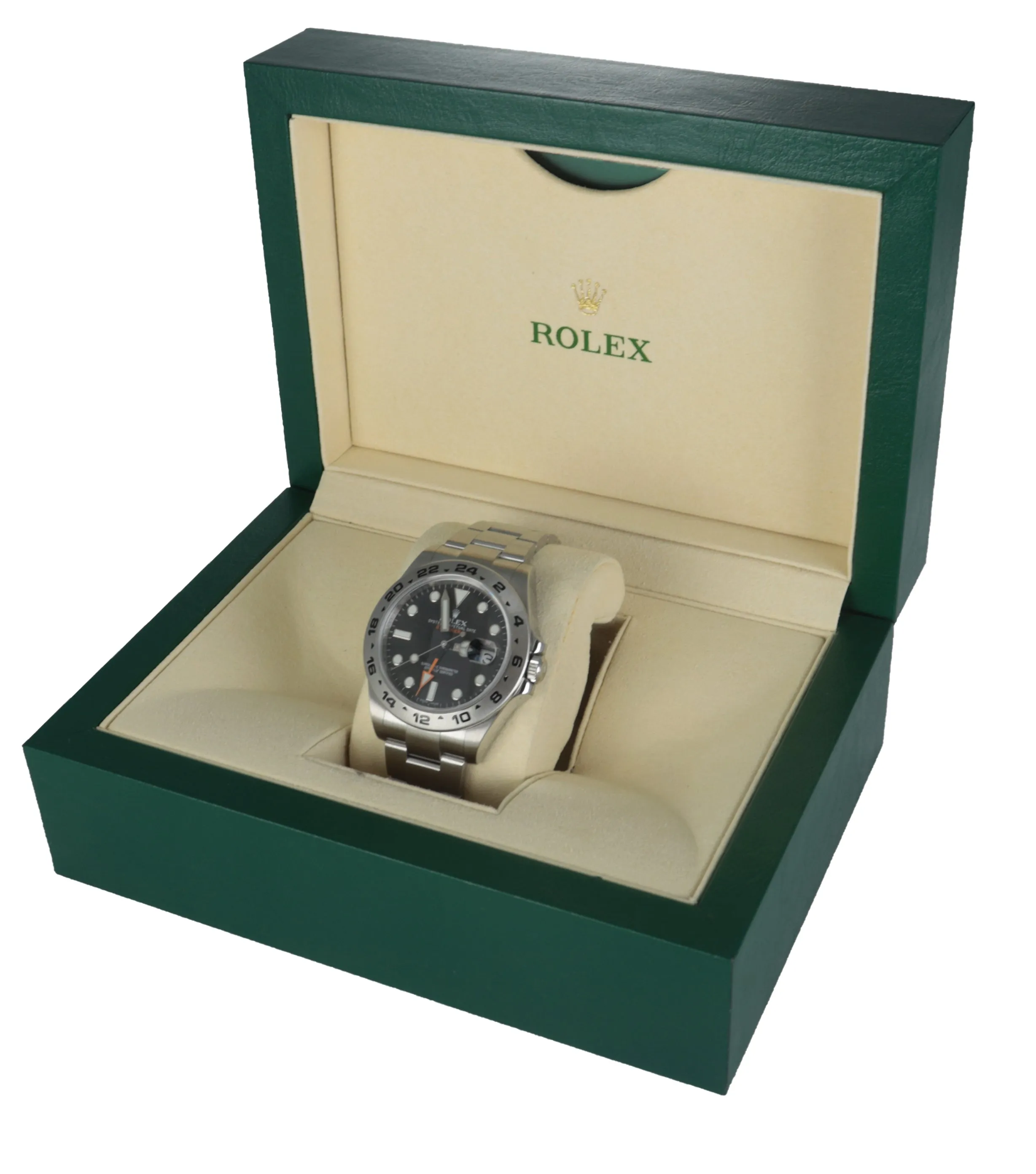 MINT 2019 Rolex Explorer II 42mm 216570 Black Orange Stainless GMT Swiss Date