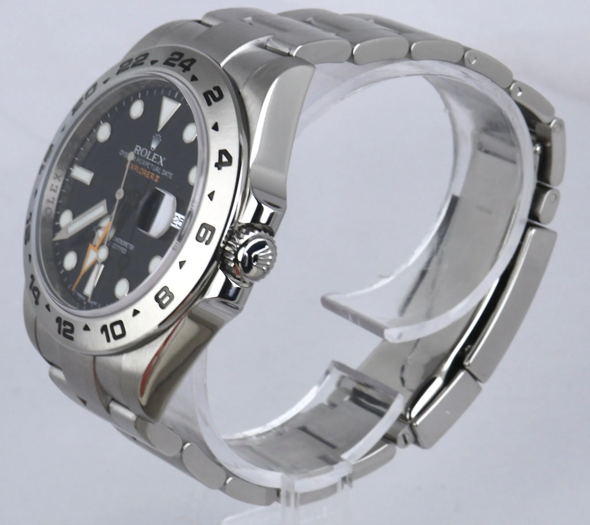 MINT 2019 Rolex Explorer II 42mm 216570 Black Orange Stainless GMT Swiss Date