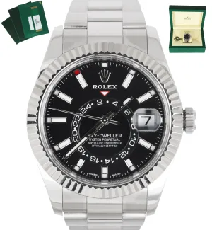 MINT 2019 Rolex Sky-Dweller Stainless Black 18K White Gold Silver 326934 42mm