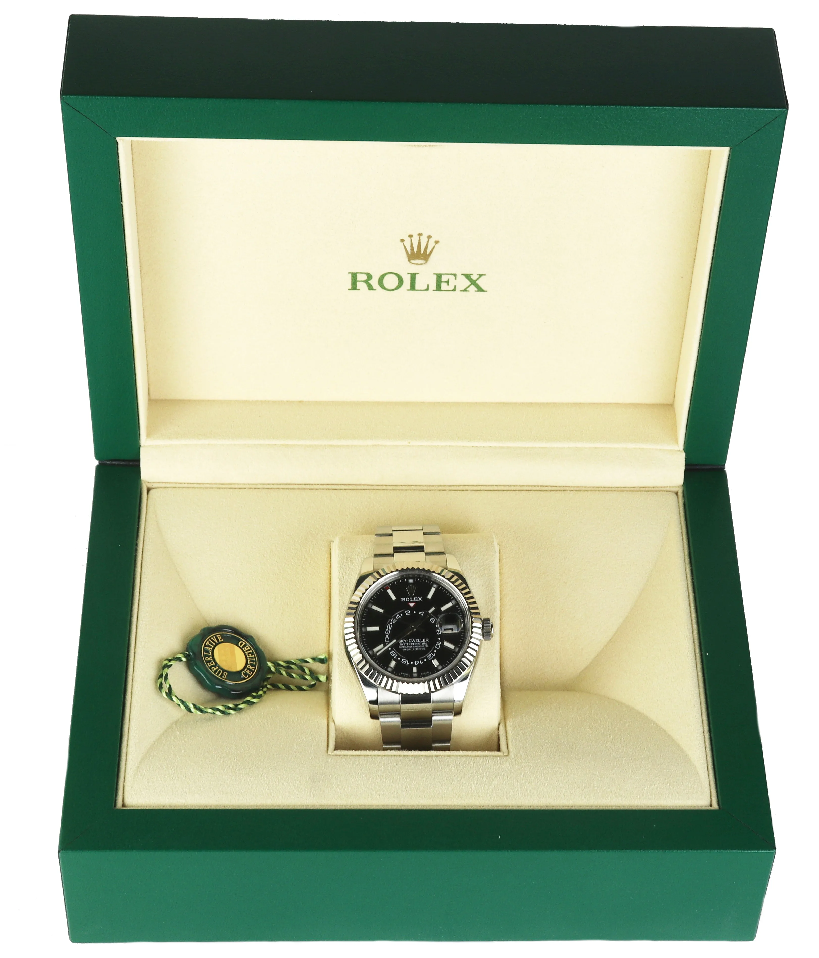 MINT 2019 Rolex Sky-Dweller Stainless Black 18K White Gold Silver 326934 42mm