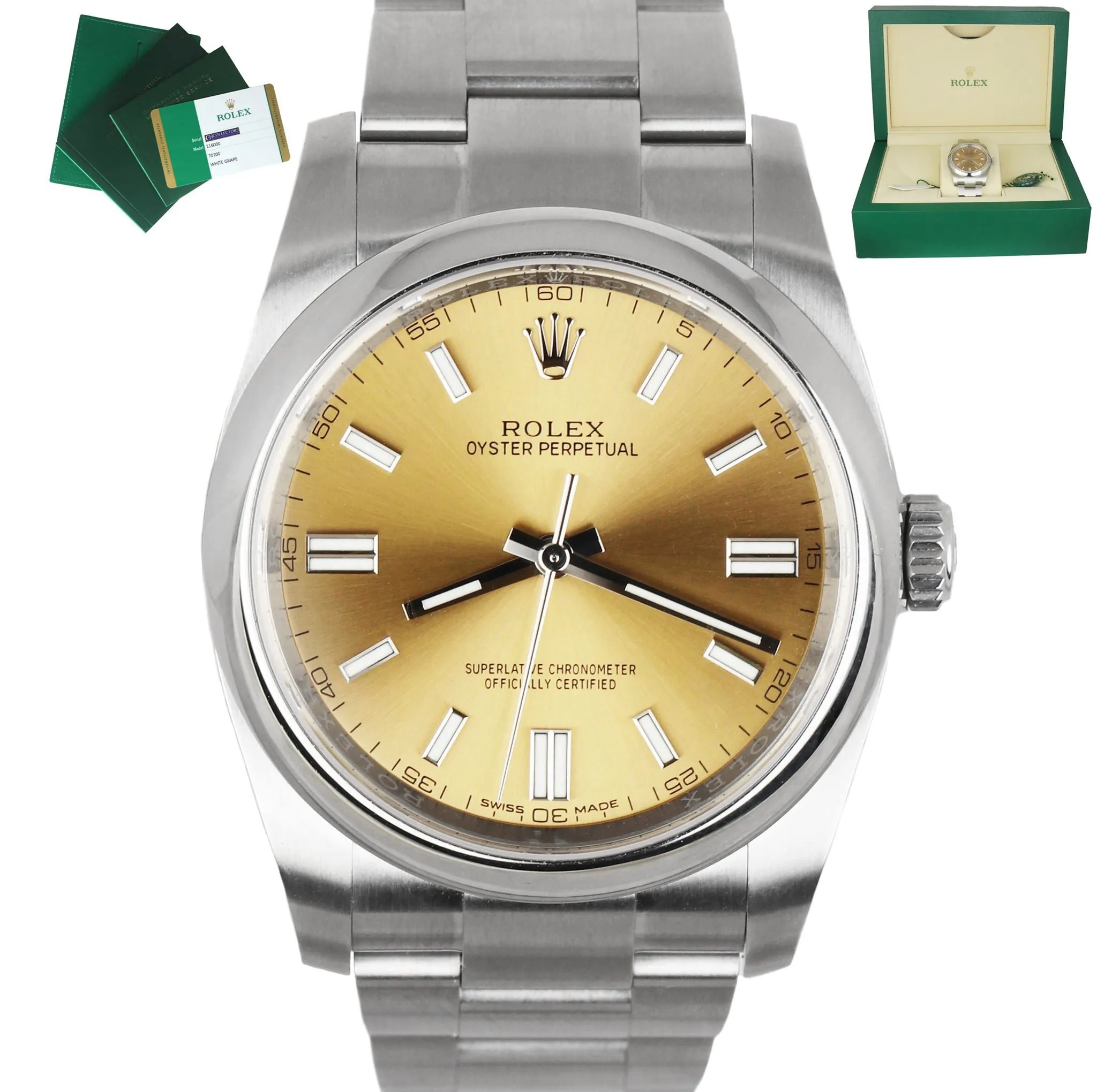MINT 2020 Rolex Oyster Perpetual OP 36 White Grape 116000 Stainless 36MM Watch