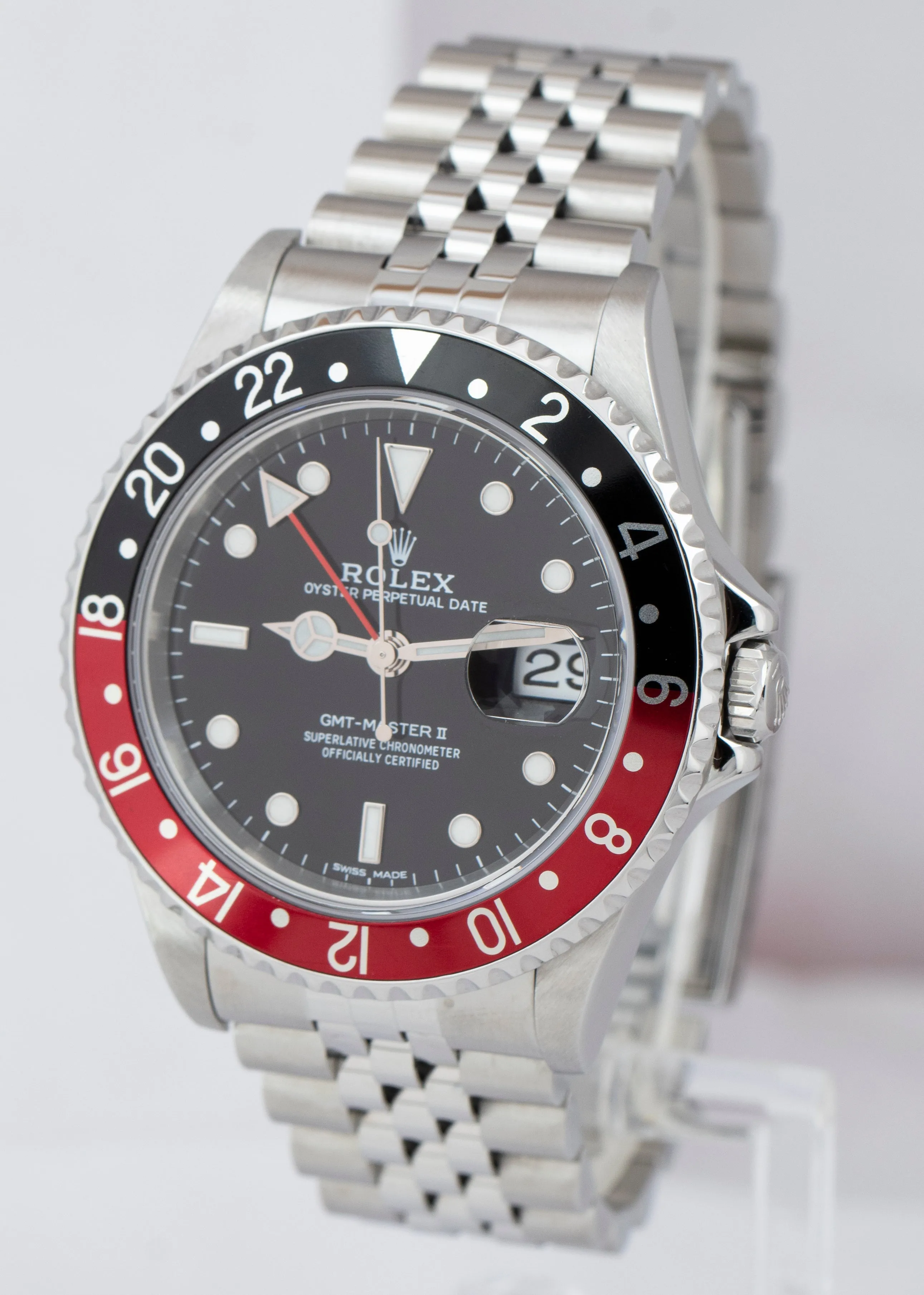 MINT 2022 SERVICE Rolex GMT-Master II COKE JUBILEE NO HOLES 16710 40mm Watch