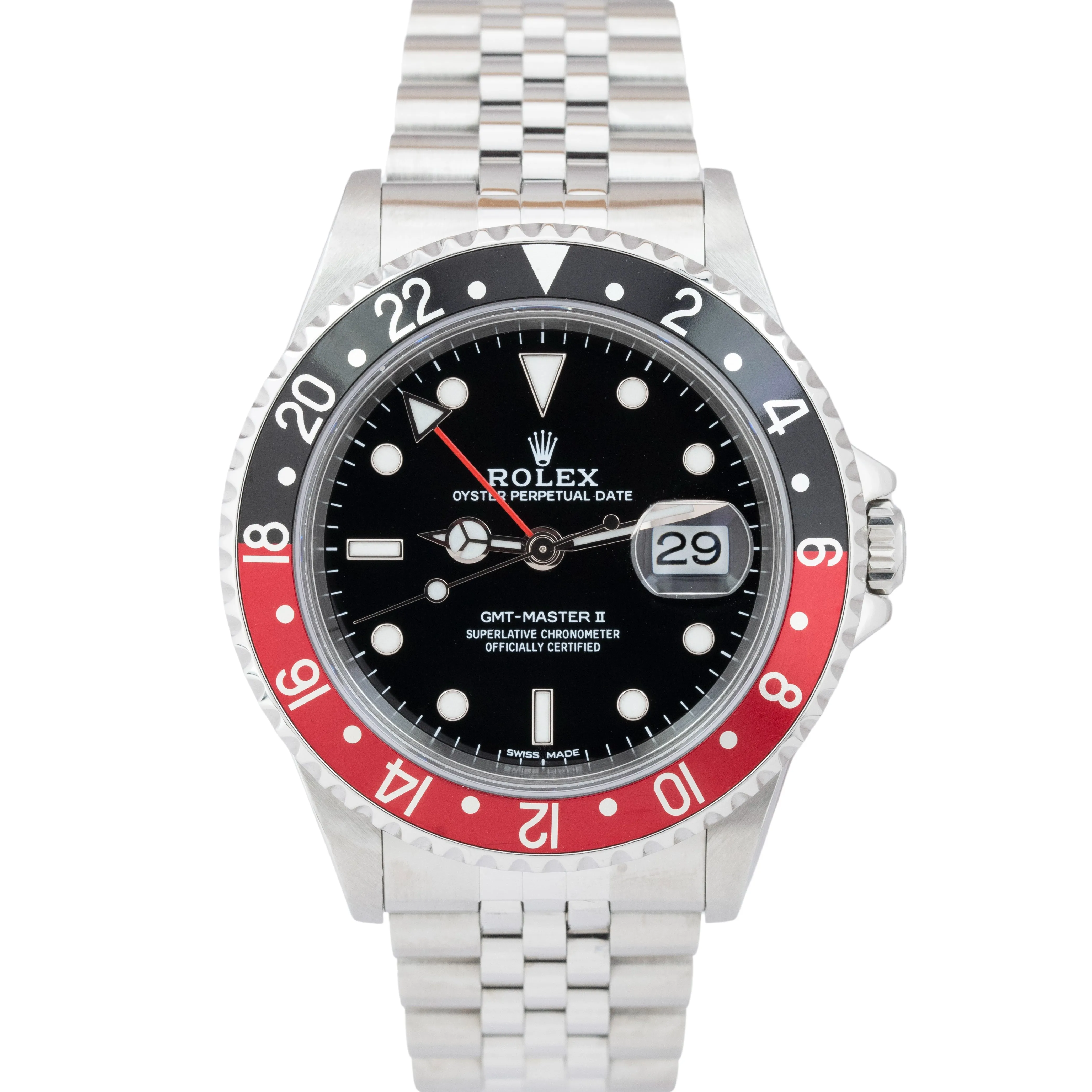 MINT 2022 SERVICE Rolex GMT-Master II COKE JUBILEE NO HOLES 16710 40mm Watch