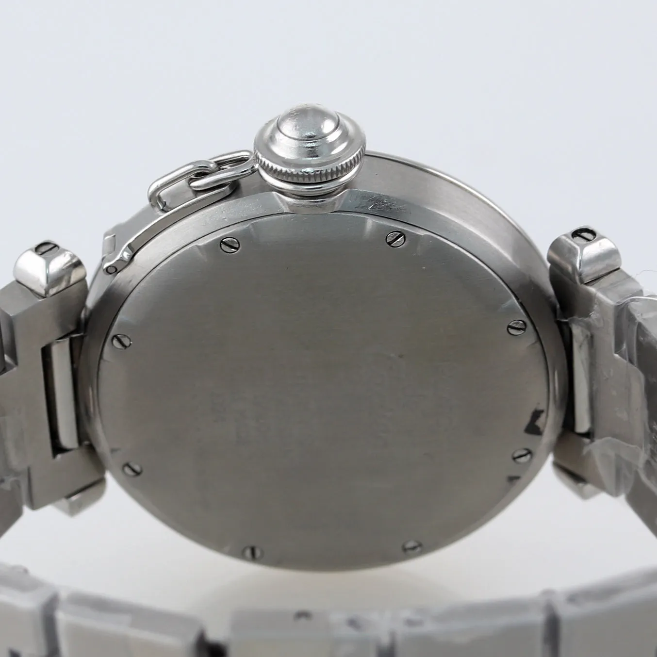 MINT Cartier Pasha Stainless Steel Black Arabic Date 36mm Automatic Watch 2324