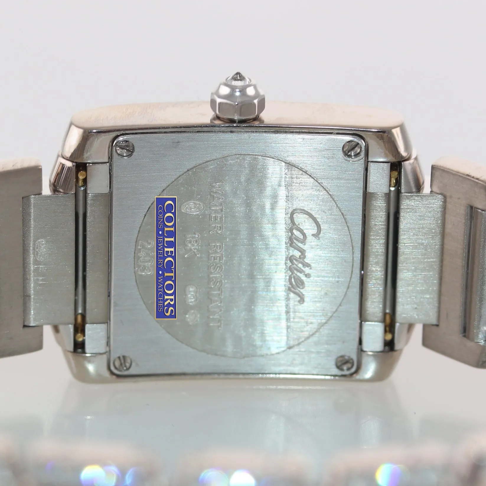 MINT Ladies Cartier Tank Francaise Factory Diamond 18k White Gold Watch 2403