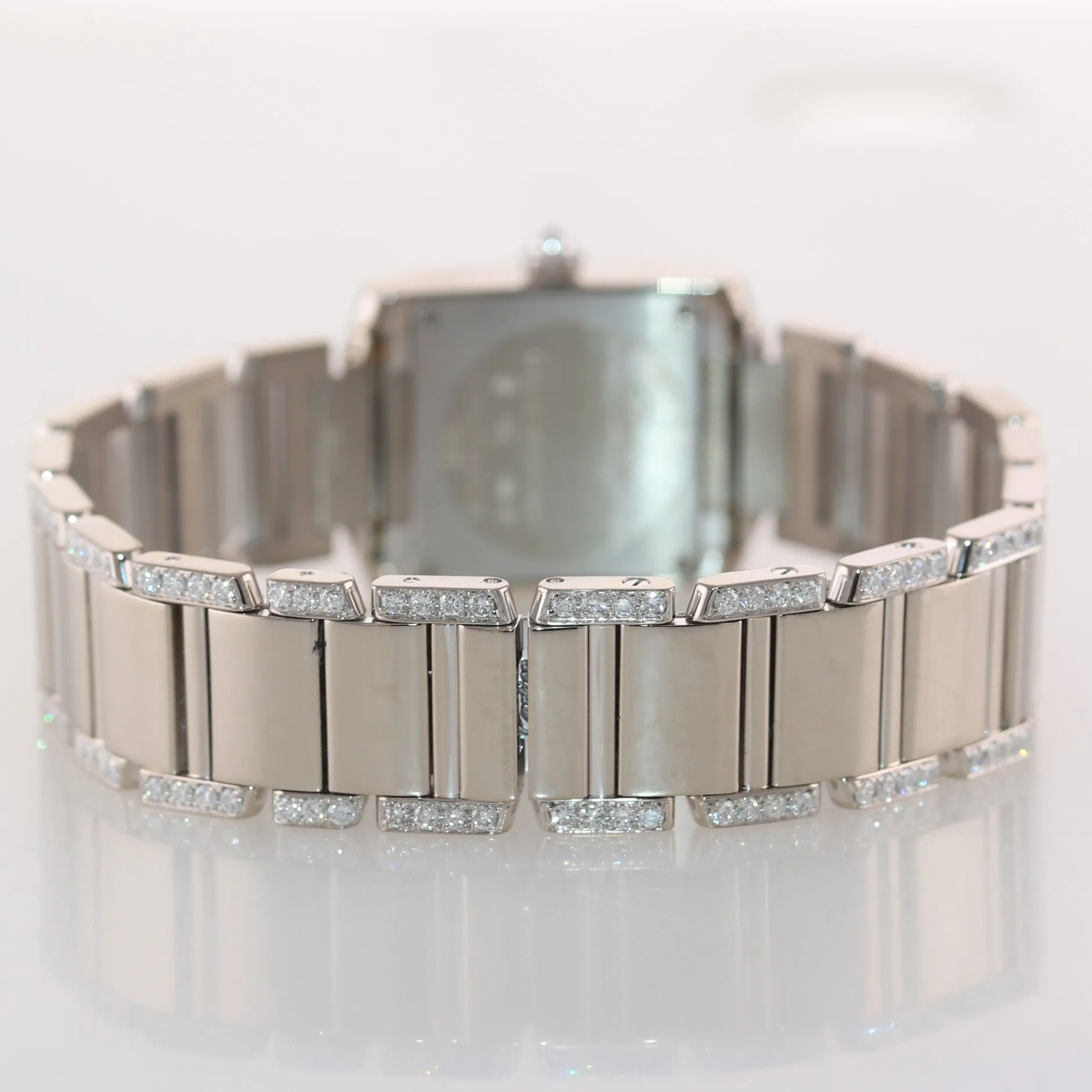 MINT Ladies Cartier Tank Francaise Factory Diamond 18k White Gold Watch 2403