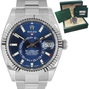 MINT LNIB Rolex Sky-Dweller Stainless White Gold BLUE DIAL 42mm Watch 326934