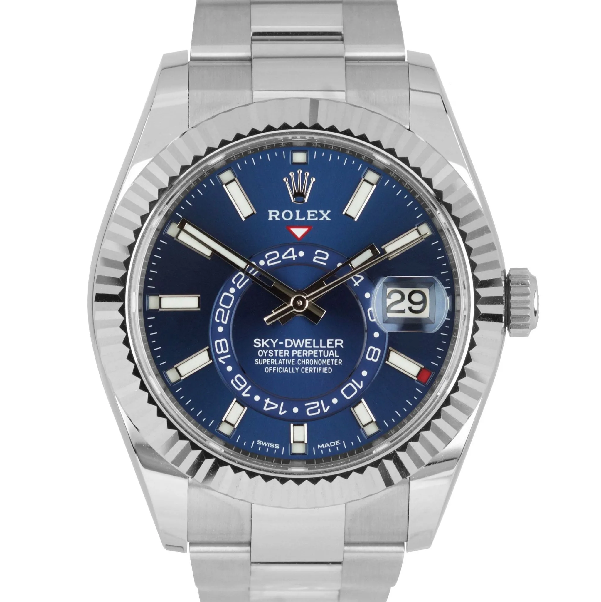 MINT LNIB Rolex Sky-Dweller Stainless White Gold BLUE DIAL 42mm Watch 326934