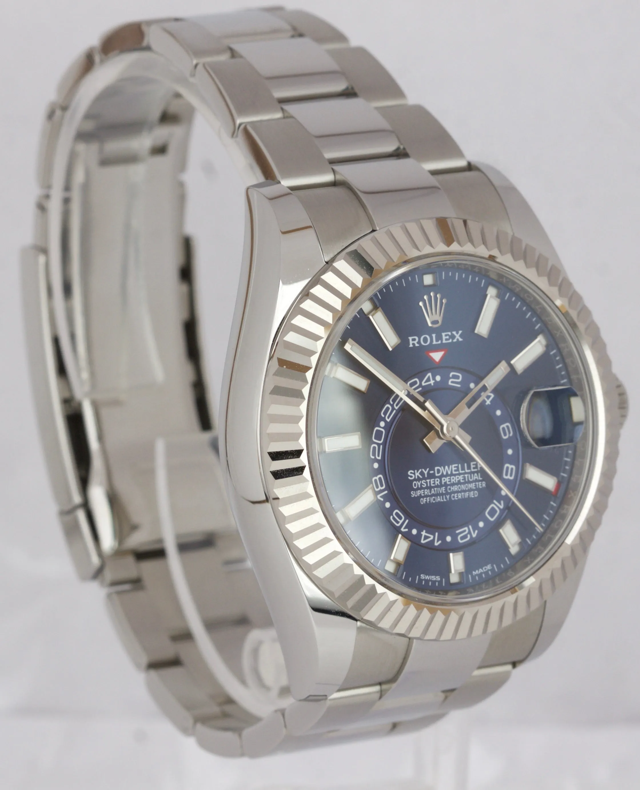 MINT LNIB Rolex Sky-Dweller Stainless White Gold BLUE DIAL 42mm Watch 326934