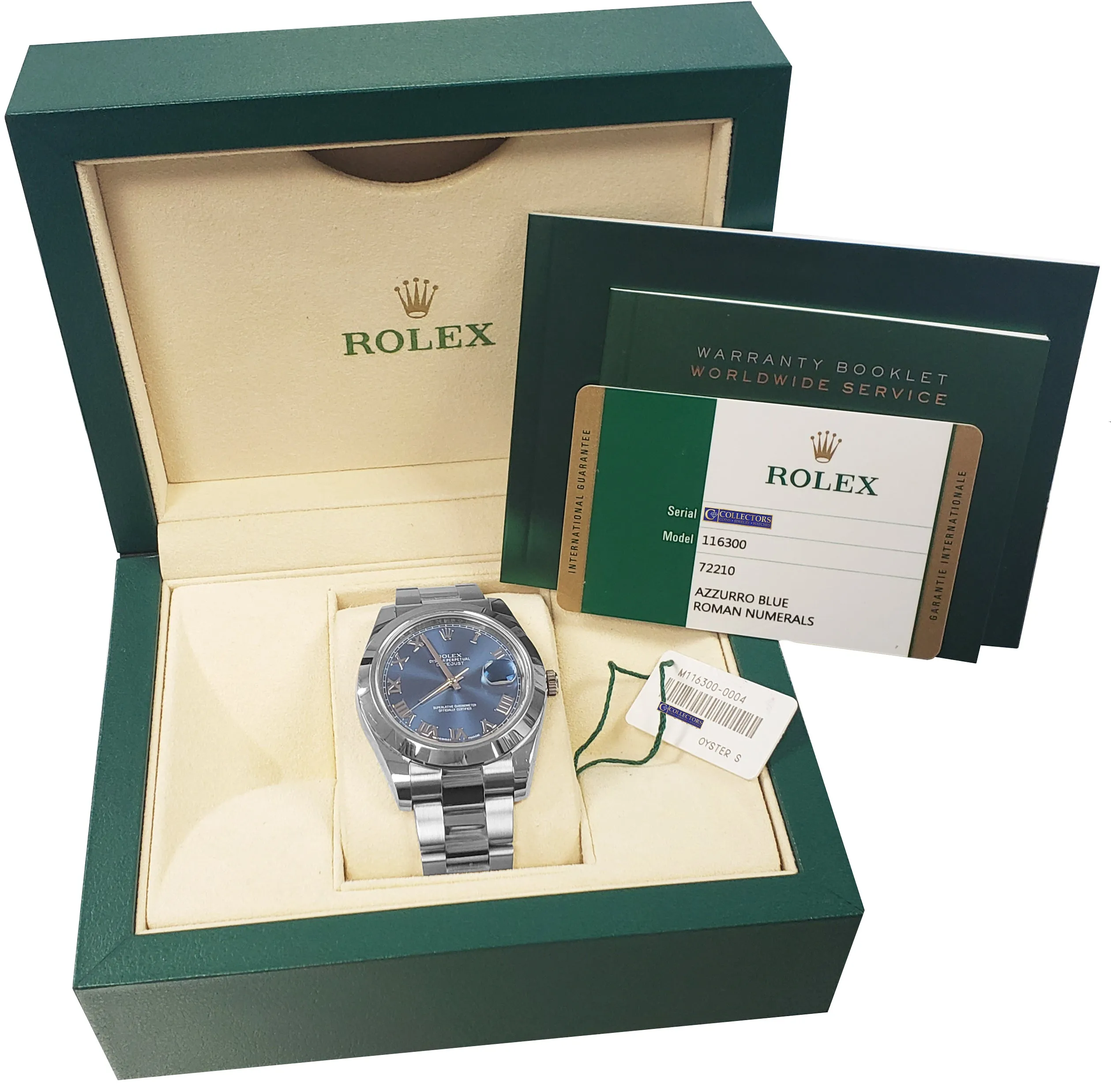 MINT Mens Rolex DateJust II 41mm 116300 Blue Roman Smooth Stainless Oyster Watch