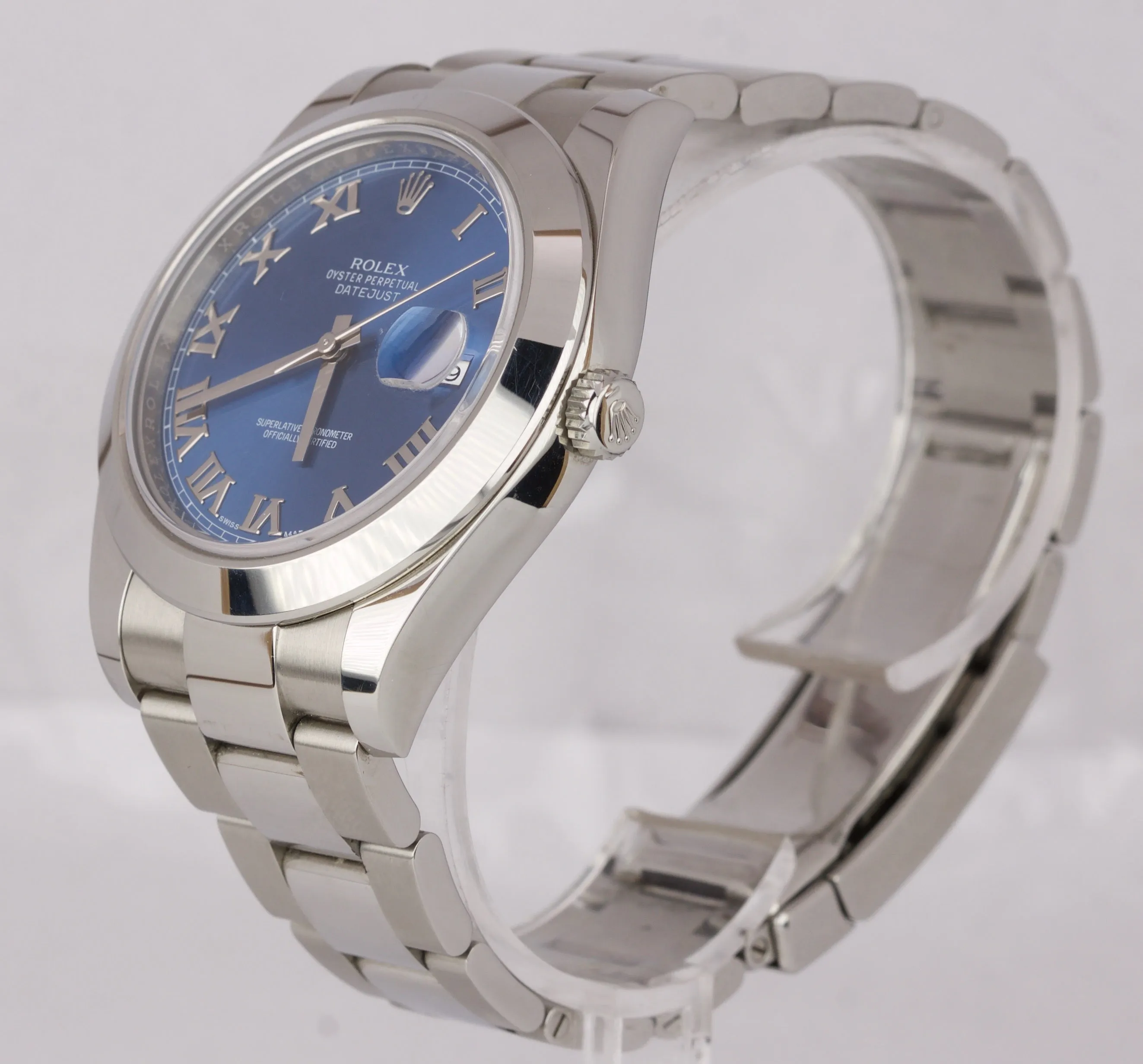 MINT Mens Rolex DateJust II 41mm 116300 Blue Roman Smooth Stainless Oyster Watch