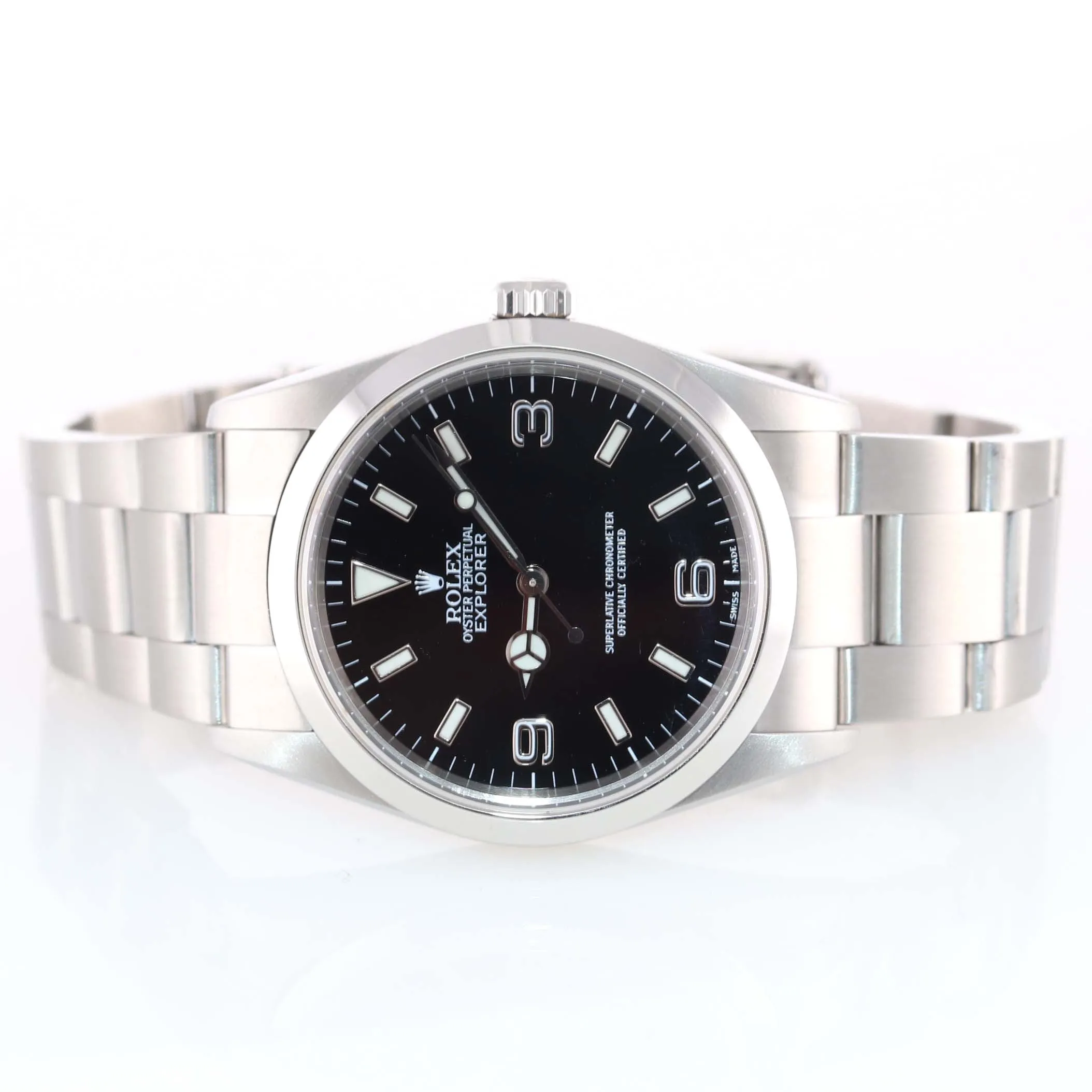 MINT Rolex Explorer I Black 36mm 114270 Steel Black Arabic Dial Lume Watch