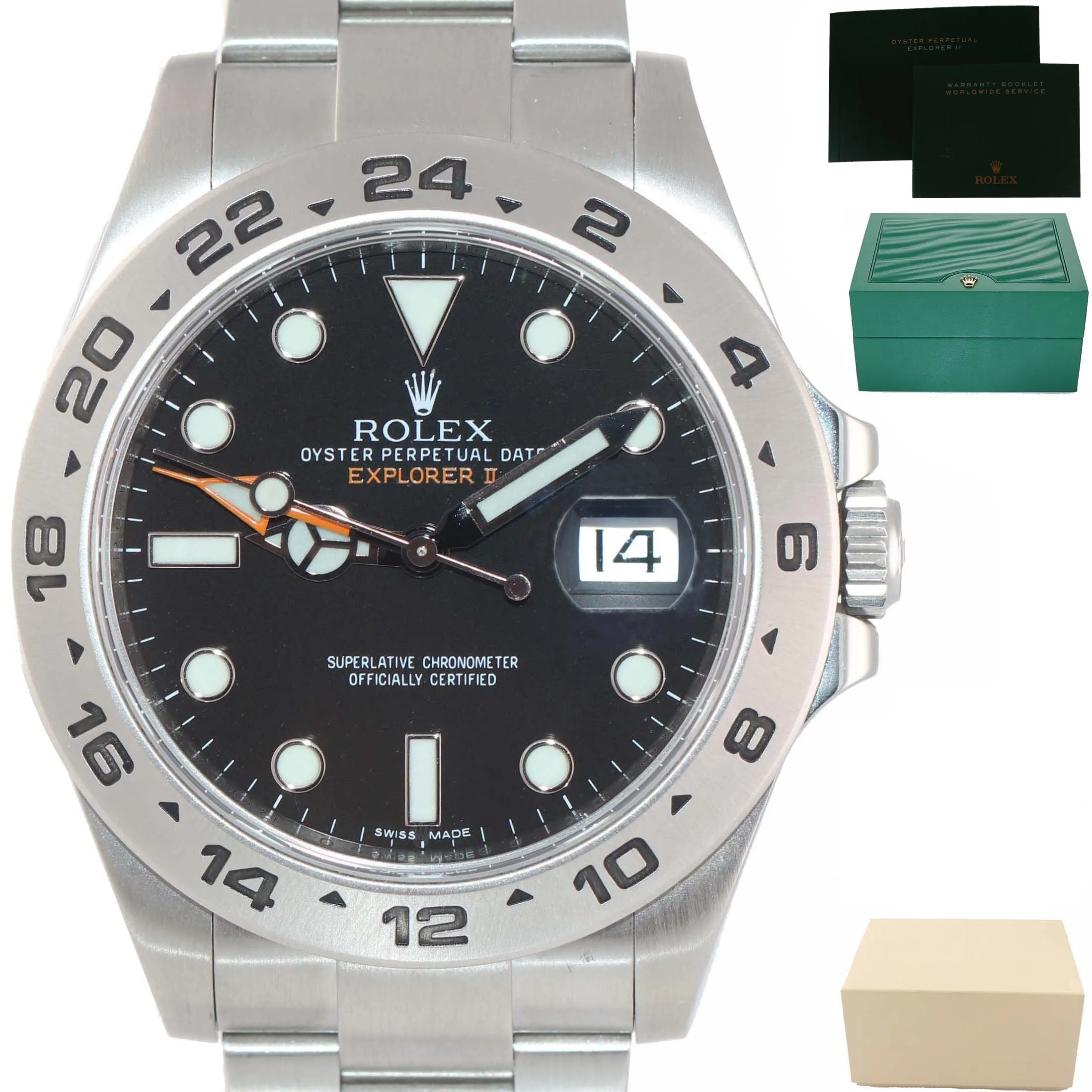 MINT Rolex Explorer II 42mm 216570 Black Dial Stainless Steel GMT Watch Box