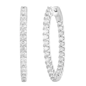 Mirage Hoop Earrings with 2.00ct of Laboratory Grown Diamonds in Sterling Silver and Platinum