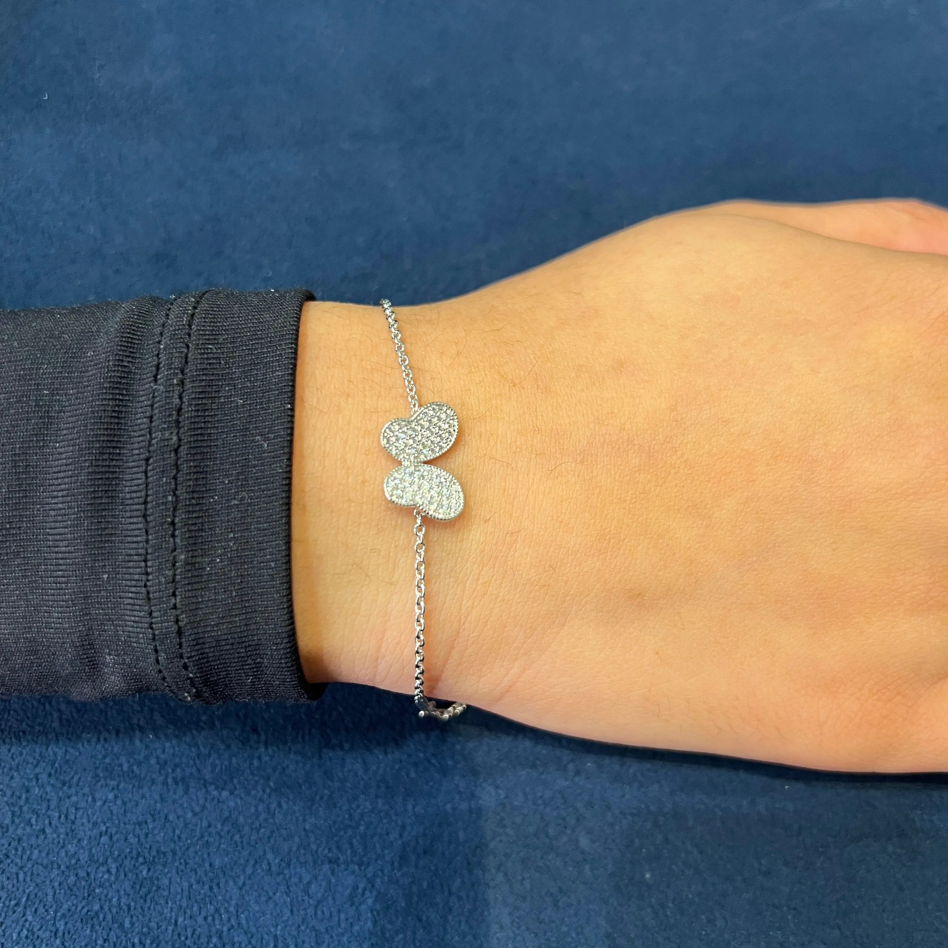 Miss Mimi Sterling Silver/18K Yellow or Rose Gold  CZ Butterfly Bracelet
