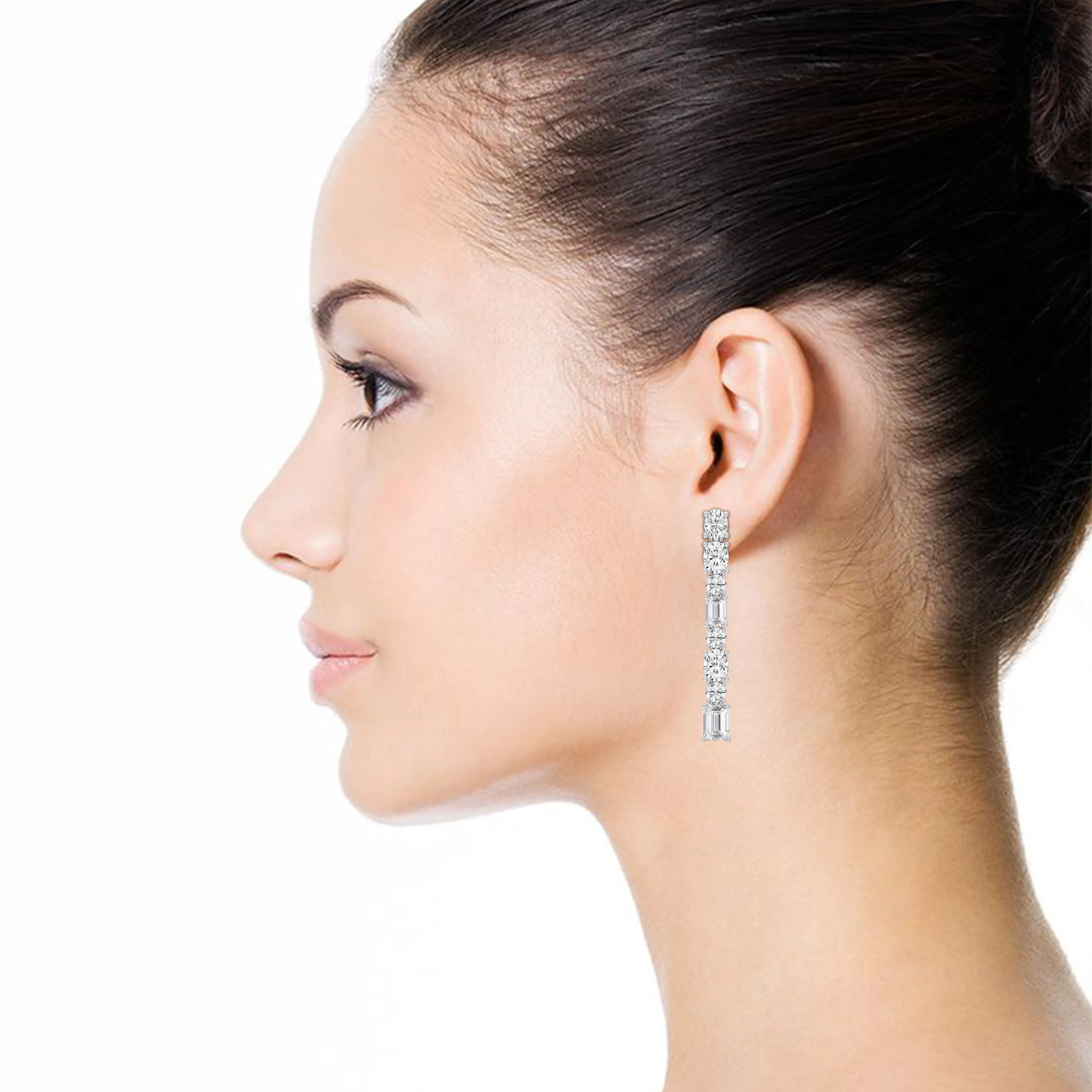 Mixed Shape Linear Drop Earrings