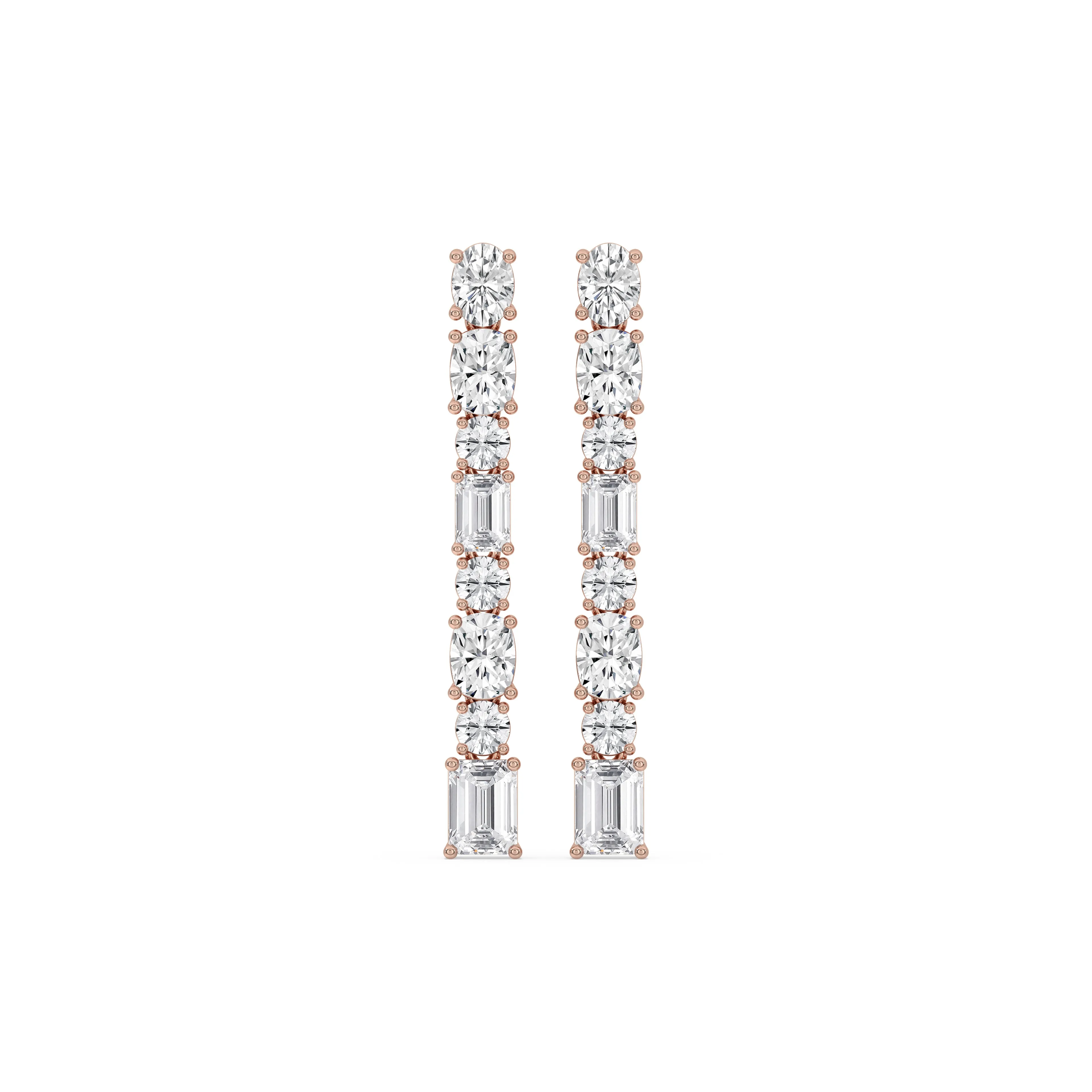 Mixed Shape Linear Drop Earrings