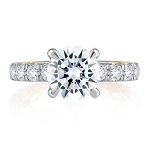 Modern Two Tone Round Cut Diamond Engagement Ring