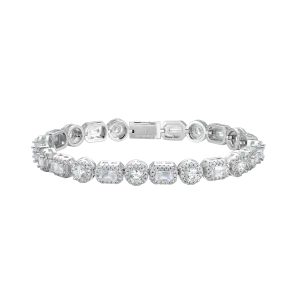 Moissanite Emerald Cut Mix Clustered Tennis Bracelet - 7mm