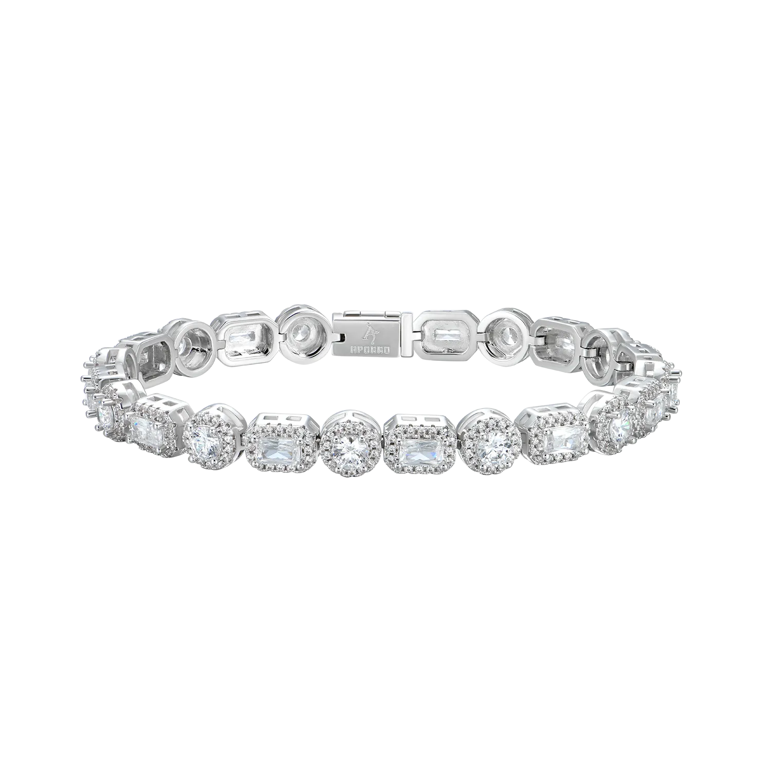 Moissanite Emerald Cut Mix Clustered Tennis Bracelet - 7mm
