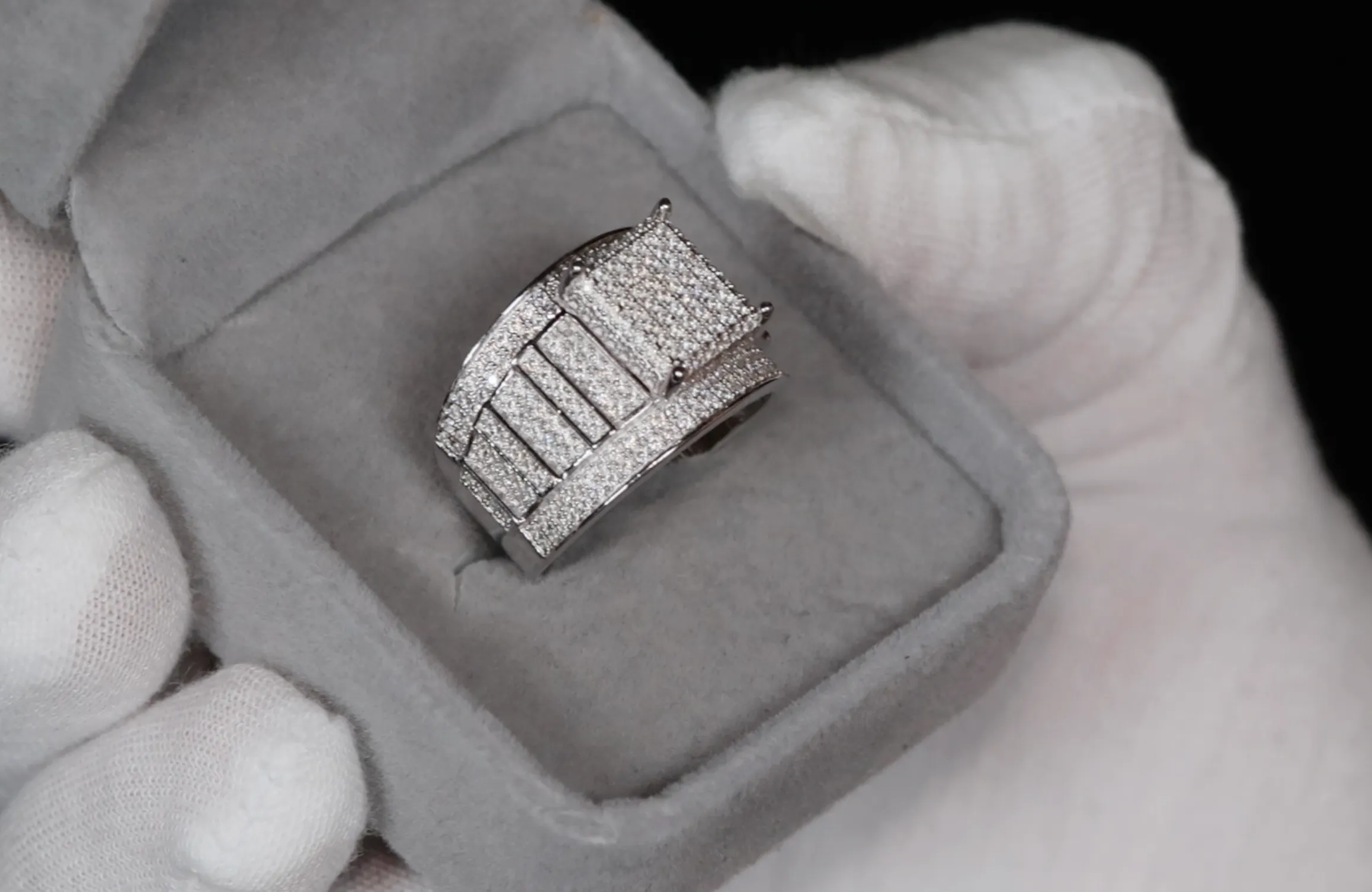 Moissanite Iced Ring | Big Iced Out Ring | Moissanite Hip Hop Ring