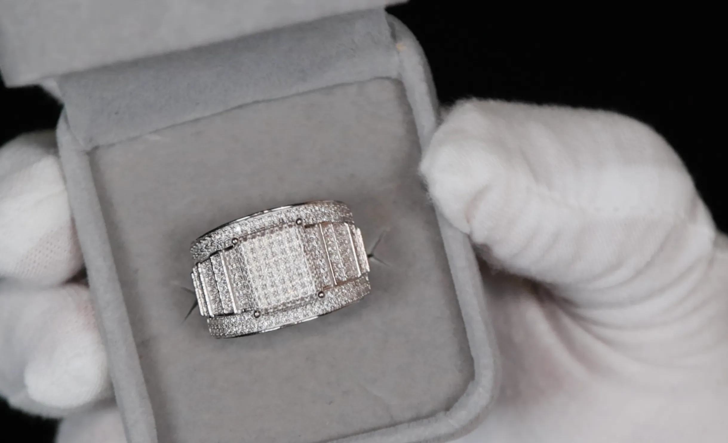 Moissanite Iced Ring | Big Iced Out Ring | Moissanite Hip Hop Ring