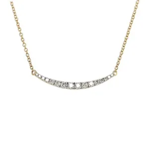 Mountz Collection Diamond Curved Bar Pendant Necklace in 14K Yellow Gold