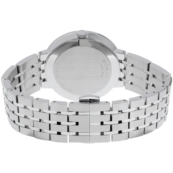 Movado Esperanza Silver Stainless Steel Black Dial Quartz Watch for Gents - 607057