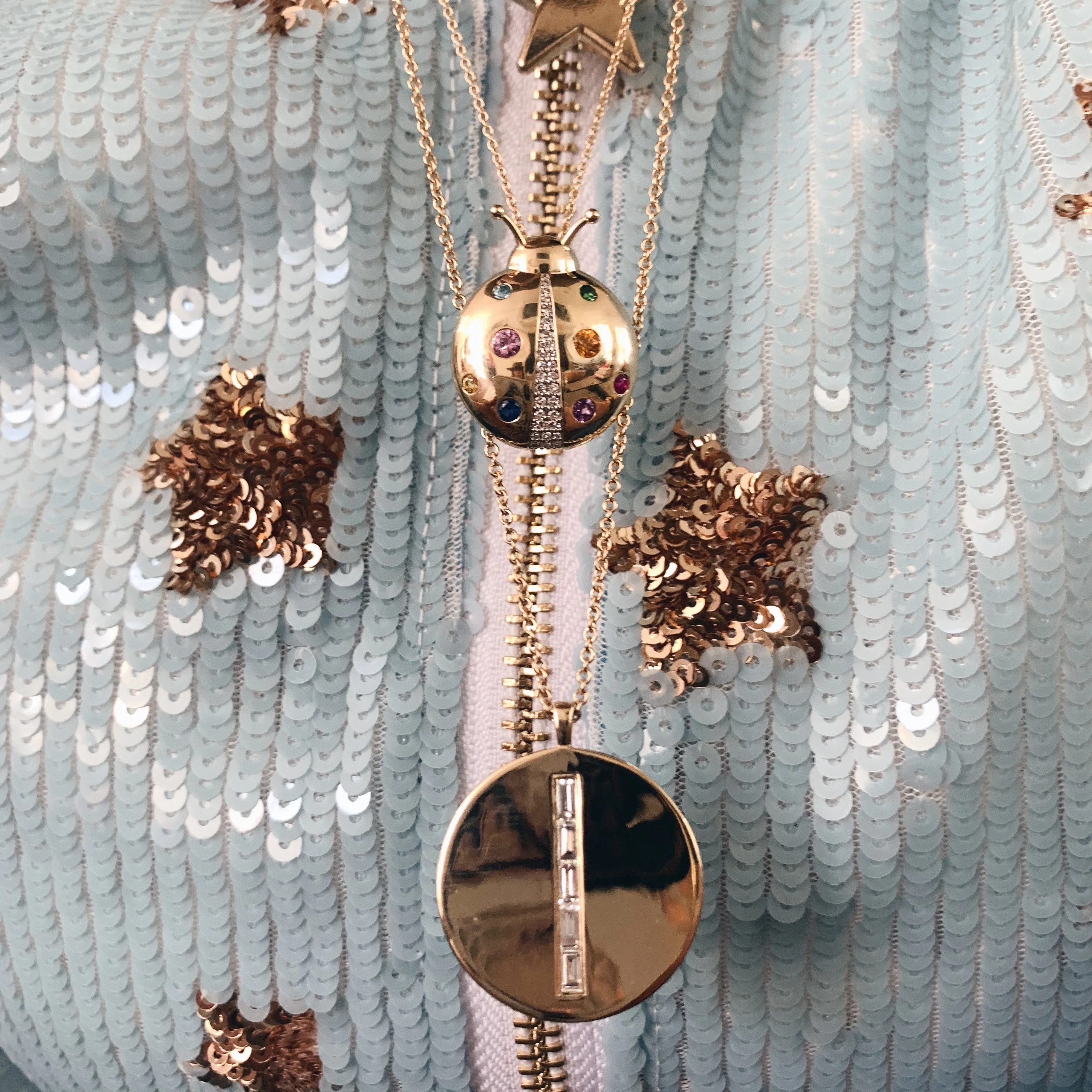 Multicolored Mama Ladybug Necklace