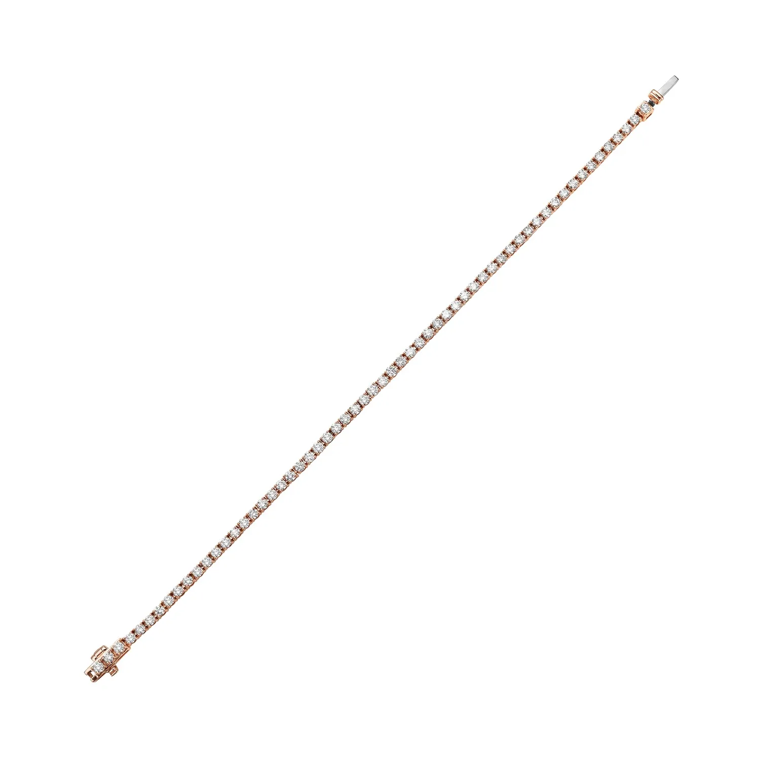Natural Diamond Pave 14k Rose Gold Handmade Tennis Bracelet Jewelry