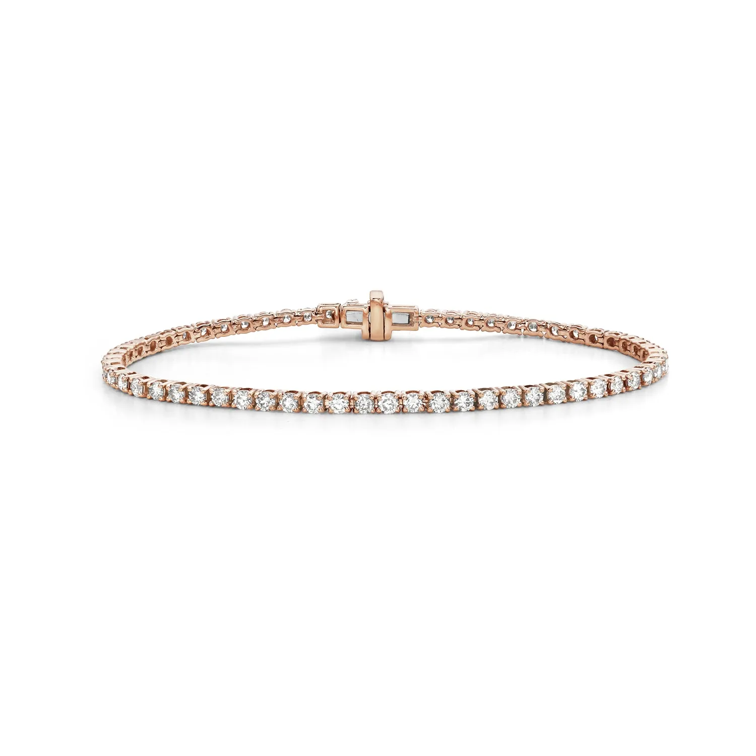Natural Diamond Pave 14k Rose Gold Handmade Tennis Bracelet Jewelry