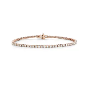 Natural Diamond Pave 14k Rose Gold Handmade Tennis Bracelet Jewelry